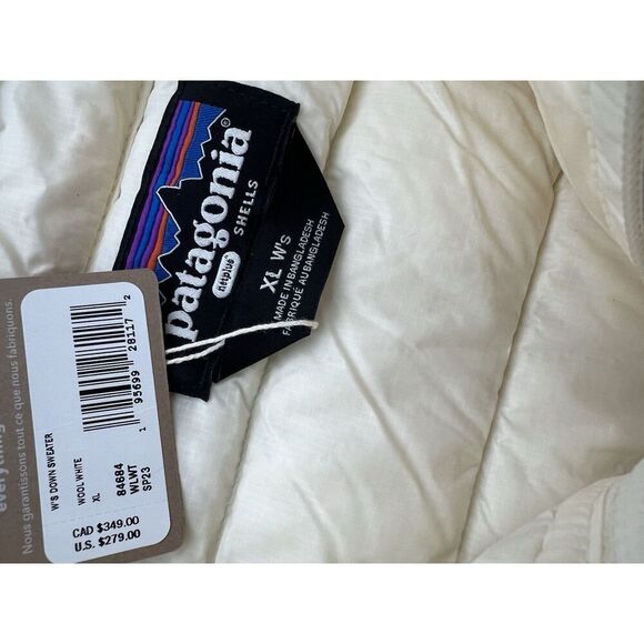 Patagonia Women’s Down Jacket Wool White Size X-Large NWT $279 Retail - Picture 5 of 7